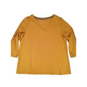 Raphaella Vneck 3/4 Sleeve Pullover Shirt Size 2X Plus Size Yellow